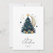 Weihnachtsbaum streift den Mond Feiertagskarte (Vorderseite)
