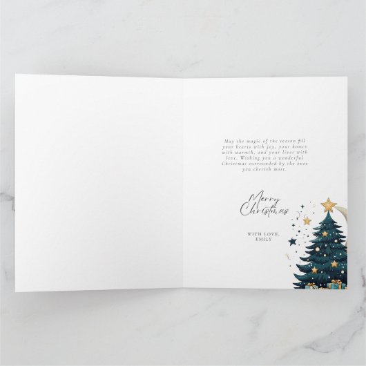 Weihnachtsbaum streift den Mond Karte (Innenseite)