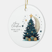 Weihnachtsbaum streift den Mond Keramik Ornament (Links)