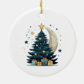 Weihnachtsbaum streift den Mond Keramik Ornament (Hinten)