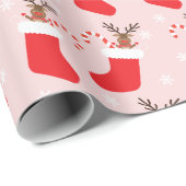 Weihnachtsbaum Strumpf Pattern Red White Geschenkpapier (Rolleneckpunkt)