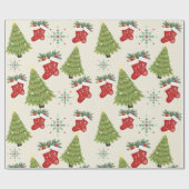 Weihnachtsbaum, Strumpf & Schneeflocken Geschenkpa Geschenkpapier (Flach)
