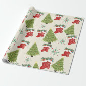 Weihnachtsbaum, Strumpf & Schneeflocken Geschenkpa Geschenkpapier (Ungerollt)
