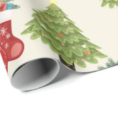 Weihnachtsbaum, Strumpf & Schneeflocken Geschenkpa Geschenkpapier (Rolleneckpunkt)