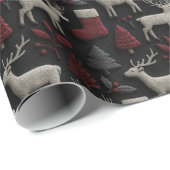 Weihnachtsbaum & Strümpfe in Rot und Grau Geschenkpapier (Rolleneckpunkt)