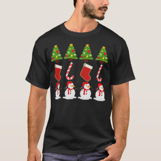 Weihnachtsbaum Stuffers Candy Canes Snowman Printe T-Shirt