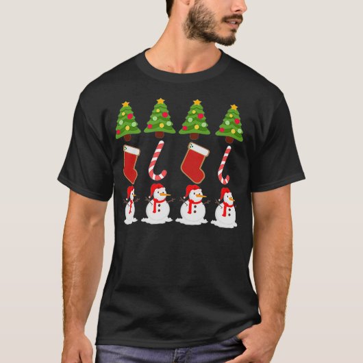 Weihnachtsbaum Stuffers Candy Canes Snowman Printe T-Shirt (Vorderseite)