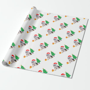 Weihnachtsbaum, süßer Yorkshire-Welpe & Geschenke Geschenkpapier