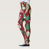 Weihnachtsbaum Süßigkeiten Ornamente Leggings (Links)
