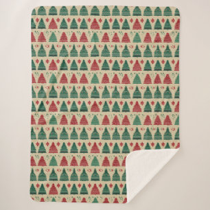 Weihnachtsbaum Sweater Strick Traditionelles Muste Sherpadecke