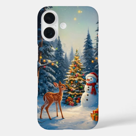 Weihnachtsbaum Szene Niedlich Hirschgewächse Snowm Case-Mate iPhone Hülle (Rückseite)