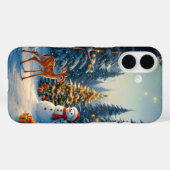 Weihnachtsbaum Szene Niedlich Hirschgewächse Snowm Case-Mate iPhone Hülle (Rückseite (Horizontal))