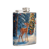 Weihnachtsbaum Szene Niedlich Hirschgewächse Snowm Flachmann (Rechts)