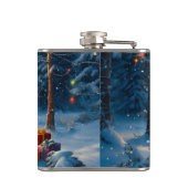 Weihnachtsbaum Szene Niedlich Hirschgewächse Snowm Flachmann (Rückseite)