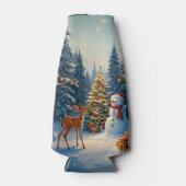 Weihnachtsbaum Szene Niedlich Hirschgewächse Snowm Flaschenkühler (Vorderseite)