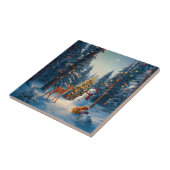 Weihnachtsbaum Szene Niedlich Hirschgewächse Snowm Fliese (Seite)