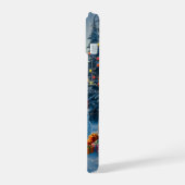 Weihnachtsbaum Szene Niedlich Hirschgewächse Snowm iPhone 15 Hülle (Linke Seite)