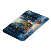 Weihnachtsbaum Szene Niedlich Hirschgewächse Snowm Magnet (Linke Seite)