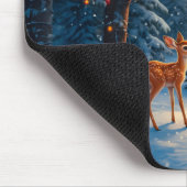 Weihnachtsbaum Szene Niedlich Hirschgewächse Snowm Mousepad (Ecke)