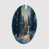 Weihnachtsbaum Szene Niedlich Hirschgewächse Snowm Ornament (Vorderseite)