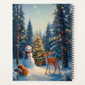 Weihnachtsbaum Szene Niedlich Hirschgewächse Snowm Planer (Rückseite)