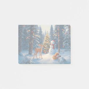 Weihnachtsbaum Szene Niedlich Hirschgewächse Snowm Post-it Klebezettel