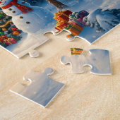 Weihnachtsbaum Szene Niedlich Hirschgewächse Snowm Puzzle (Seite)