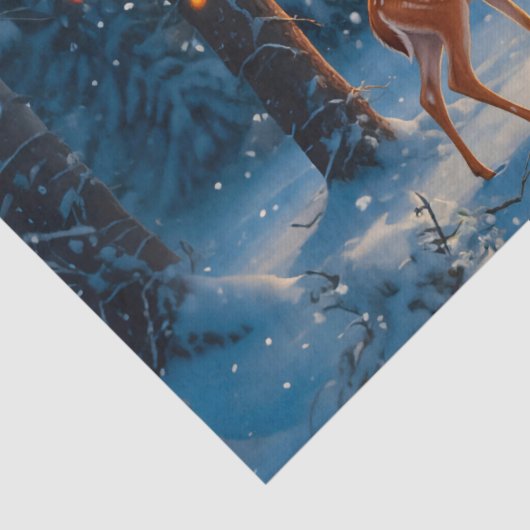 Weihnachtsbaum Szene Niedlich Hirschgewächse Snowm Seidenpapier (Detail)