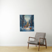 Weihnachtsbaum Szene Niedlich Hirschgewächse Snowm Wandteppich (Beispiel)