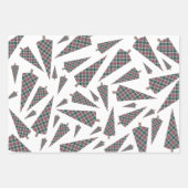 Weihnachtsbaum Tartan Muster auf Weiß Geschenkpapier Set (Vorderseite 3)