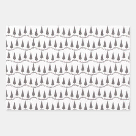 Weihnachtsbaum Tartan Muster auf Weiß Geschenkpapier Set