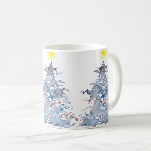 Weihnachtsbaum-Tasse, blau Kaffeetasse (VorderseiteRechts)