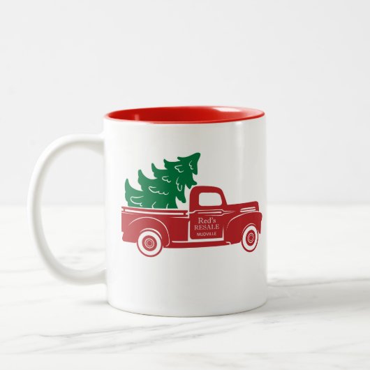 Weihnachtsbaum-Tasse Roter LKW 2 Tone Zweifarbige Tasse (Links)