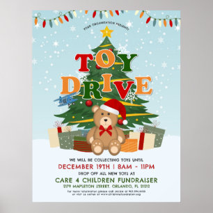 Weihnachtsbaum Teddy Bear Toy Drive Fundraiser Poster