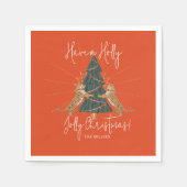 Weihnachtsbaum & Tigers Jolly Weihnachtskarte Serviette (Vorderseite)