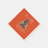 Weihnachtsbaum & Tigers Jolly Weihnachtskarte Serviette (Ecke)