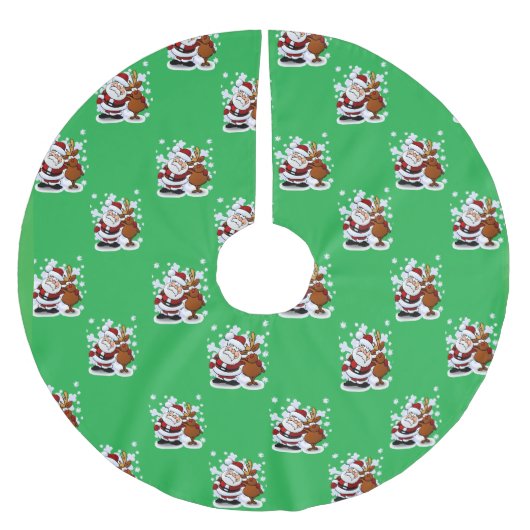 Weihnachtsbaum-Tischdecke mit Santa und Sack Polyester Weihnachtsbaumdecke (Vorderseite)