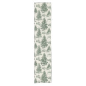 Weihnachtsbaum Toile De Jouy Green Tablecloth Kurzer Tischläufer (Vorderseite)