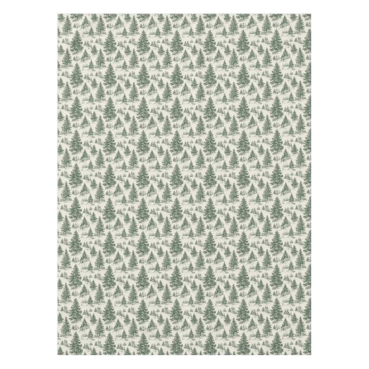 Weihnachtsbaum Toile De Jouy Green Tablecloth Tischdecke (Vorderseite)