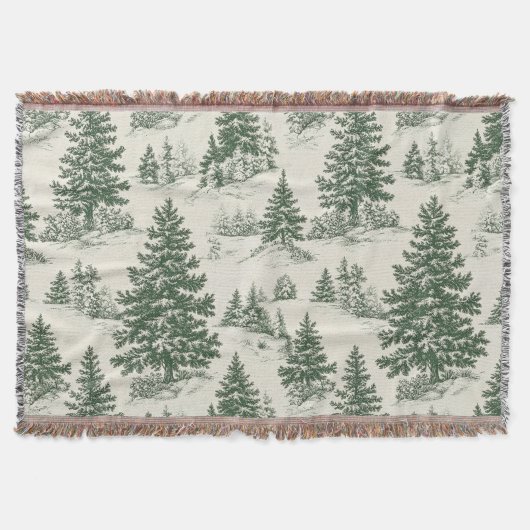 Weihnachtsbaum-Toile-de-Jouy-grüne Tischdecke Decke (Vorderseite)