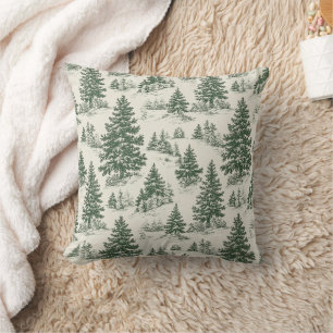 Weihnachtsbaum-Toile-de-Jouy-grüne Tischdecke Kissen