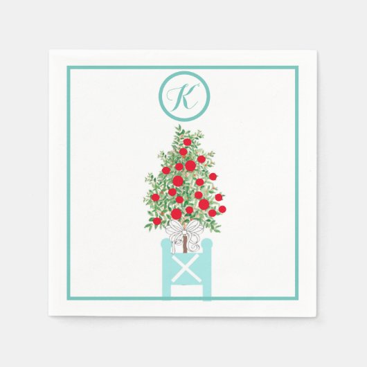 Weihnachtsbaum Topiary Chinoiserie Serviette (Vorderseite)