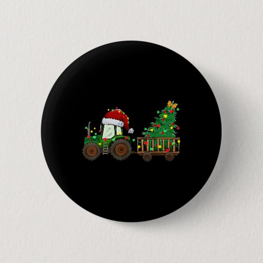 Weihnachtsbaum-Traktor Xmas Tremlichter Weihnachts Button (Vorderseite)