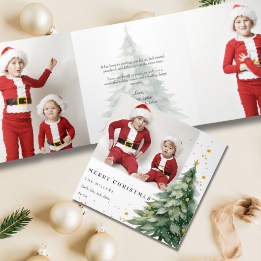 Weihnachtsbaum Trifold Foto Weihnachtskarte Dreifach Gefaltete Urlaubskarte