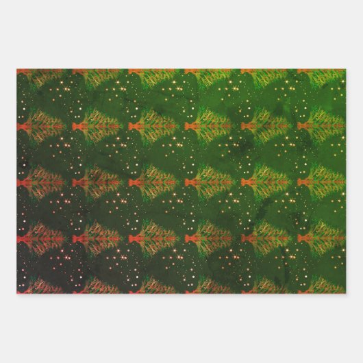 Weihnachtsbaum Trio Wrapping Paper Sheet Geschenkpapier Set (Vorderseite 3)