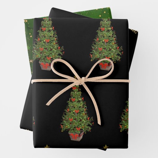 Weihnachtsbaum Trio Wrapping Paper Sheet Geschenkpapier Set (Beispiel)