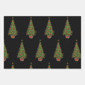 Weihnachtsbaum Trio Wrapping Paper Sheet Geschenkpapier Set (Vorderseite)