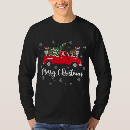 Weihnachtsbaum Truck Bull Terrier Dog T-Shirt (Vorderseite)
