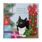 Weihnachtsbaum Tuxedo Cat Fliese (Vorderseite)