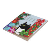 Weihnachtsbaum Tuxedo Cat Fliese (Seite)